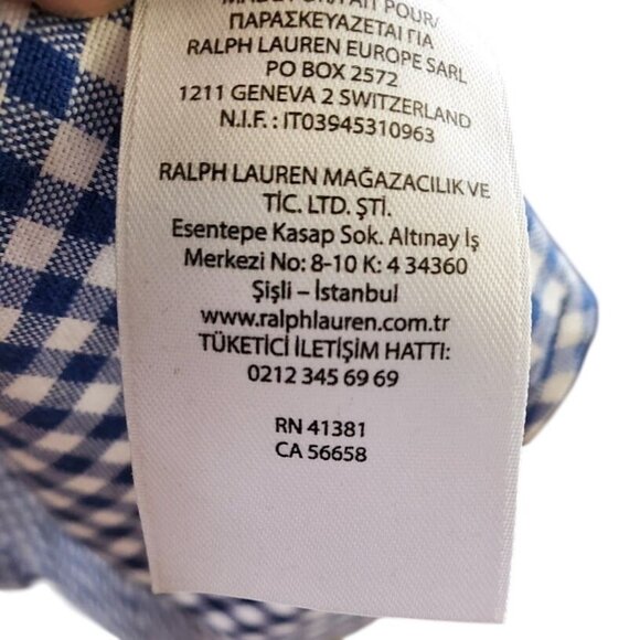Ralph Lauren Blue White Gingham Shirt XL 100% Cotton Button Down - Picture 6 of 10